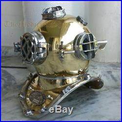 Vintage Antique Brass Scuba Mark V Us Navy  Deep Diving Divers Helmet