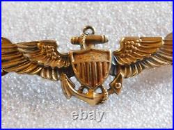 1/20 10K Gold Filled & Sterling WWII United States Navy Pilot Wings Pin Badge