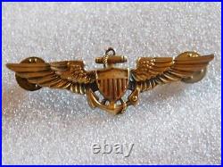 1/20 10K Gold Filled & Sterling WWII United States Navy Pilot Wings Pin Badge