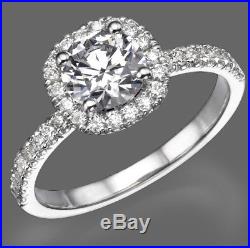 1.35 Ct F/SI1-SI2 Genuine Round Diamond Engagement Ring 14K White Gold Enhanced