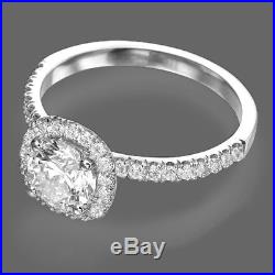 1.35 Ct F/SI1-SI2 Genuine Round Diamond Engagement Ring 14K White Gold Enhanced