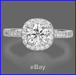 1.35 Ct Genuine Round Diamond Engagement Ring F/SI1-SI2 14K White Gold Enhanced
