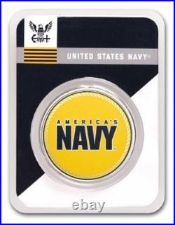 1 oz silver US Navy Tep Colorized Military NRA Marines Army. 999 Pure Fine