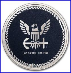 1 oz silver US Navy Tep Colorized Military NRA Marines Army. 999 Pure Fine