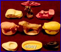 (10) Different Small Colorful Old Toy Prize Figures Or Figurine Items