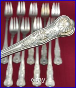 10 Pcs U. S. N Navy KINGS FOULED ANCHOR Silverplated 6 COCKTAIL SEAFOOD FORKS