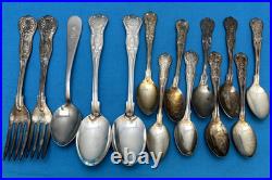 14 Pc USN Navy Silverplated & Stainless FLATWARE & TEASPOONS Kings Pattern