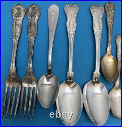 14 Pc USN Navy Silverplated & Stainless FLATWARE & TEASPOONS Kings Pattern