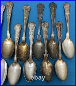 14 Pc USN Navy Silverplated & Stainless FLATWARE & TEASPOONS Kings Pattern