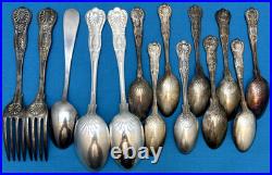 14 Pc USN Navy Silverplated & Stainless FLATWARE & TEASPOONS Kings Pattern