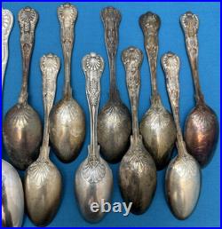14 Pc USN Navy Silverplated & Stainless FLATWARE & TEASPOONS Kings Pattern