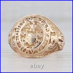 14k Yellow Gold Plated United States Navy Coat of Arms Men's Military Band Ring