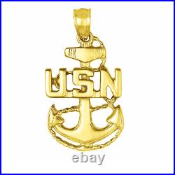 14k Yellow Gold UNITED STATES NAVY ANCHOR Pendant Charm