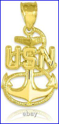 14k Yellow Gold UNITED STATES NAVY ANCHOR Pendant Charm
