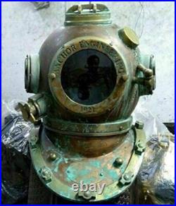 18'' Full Size Vintage Diving helmet Green color U. S navy scuba Diving helmet