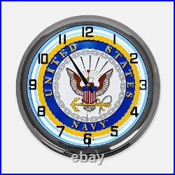 18 United States Navy Metal Sign Designed White Neon Clock