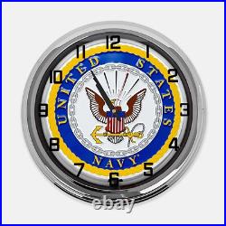18 United States Navy Metal Sign Designed White Neon Clock