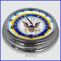 18 United States Navy Metal Sign Designed White Neon Clock