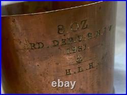 1881 H. L. H. United States Navy Ordnance Dept. 1 lb & 8 oz & Mini Charge Cups