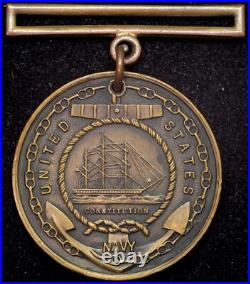1919 US Navy Good Conduct Medal Engraved Original USS Troy William Halsall Black
