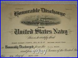 1938 U. S. Navy Honorable Discharge Certificate Signed 2x by Henry M. Mullinnix