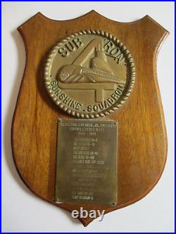 1940 1960 USN Navy Submarine Plaque SUBRON 4 20+ years service squadron bronze