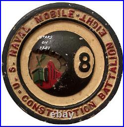 1940s 1950s U. S. NAVY SEABEES NMCB-8 MOBILE BATTALION 8 ALUMINUM SEAL for PLAQUE