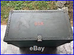 1940s WW2 US Navy Military Field Desk Portable Herkert Meisel Trunk RARE FIND