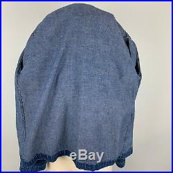 1940s WWII US Navy Denim Jacket Blue Shawl Collar Chore Pockets Original Buttons