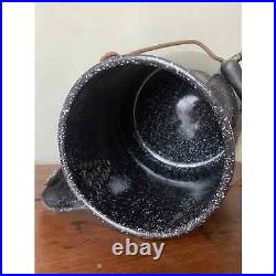 1940s WWII US Navy Large Enamelware Kettle vintage USN black enamel Vollrath Co