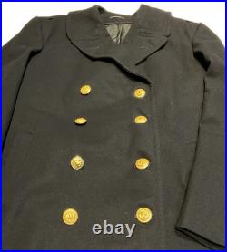 1950's U. S. Navy Officer's Bridge Coat Wool Sz 42L Golden Eagle Anchor Buttons