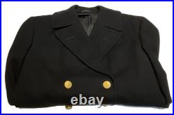 1950's U. S. Navy Officer's Bridge Coat Wool Sz 42L Golden Eagle Anchor Buttons