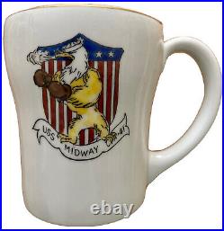 1950s 1960s USS MIDWAY CVA-41 US NAVY AIRCRAFT CARRIER COFFEE MUG VINTAGE