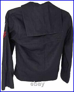 1950s US NAVY SCUBA DIVER PO2 WOOL CRACKER JACK DRESS BLUE UNIFORM SHIRT SMALL