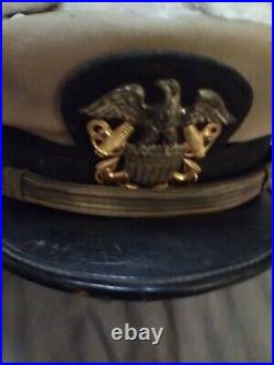 1950s US Navy USN Officers Uniform Dress Cap Unamed size 7 Hat Bostonian