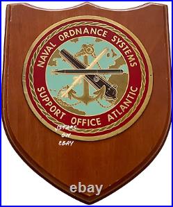 1960s UNITED STATES NAVY ORDNANCE SYSTEMS SUPPORT OFFICE ATLANTIC WALL PLAQUE