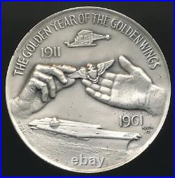1961 50th Anniversary Of Naval Aviation 2 3/8 4.2 Troy Oz. 999 Silver Medal