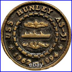 1962 1994 Uss Hunley As-31 Us Navy Decommissioning Brass Disc