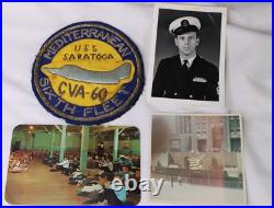 1963 Uss Saratoga Usn Navy Aircraft Carrier Log Book Uniform Patch Photo Lot