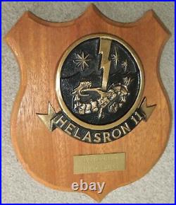 1969 USN Helicopter Anti Submarine Squadron 11 Pure Brass Presentation Plaque