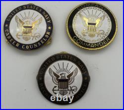 1970's United States Navy USN Commander Career Counselor Recruiting Service Pins