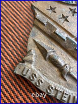 1972 BRASS US NAVY USS STEIN FF-1065 SHIPS CREST INSIGNIA PLAQUE Vietnam Origina