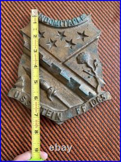 1972 BRASS US NAVY USS STEIN FF-1065 SHIPS CREST INSIGNIA PLAQUE Vietnam Origina