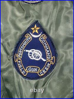 1980s Green USN NAVY Flight Jacket With 9 Patches From The 1970s-1990s Named (E)