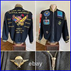 1985 Vtg US Navy Med Cruise Jacket USS CORRAL SEA CV-43 Wool Combat Patch 80s
