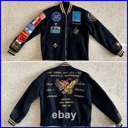1985 Vtg US Navy Med Cruise Jacket USS CORRAL SEA CV-43 Wool Combat Patch 80s