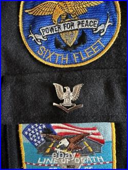 1985 Vtg US Navy Med Cruise Jacket USS CORRAL SEA CV-43 Wool Combat Patch 80s