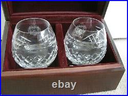 1995 USNA US Naval Academy TUDOR CRYSTAL BRANDY SNIFTERS Wooden Case 5.5 High