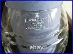 1995 USNA US Naval Academy TUDOR CRYSTAL BRANDY SNIFTERS Wooden Case 5.5 High