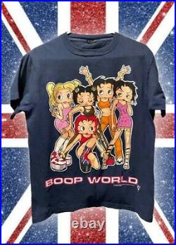 1998 RARE Spice Girls Betty Boop World GIRL POWER Vintage T-shirt Navy Blue LG